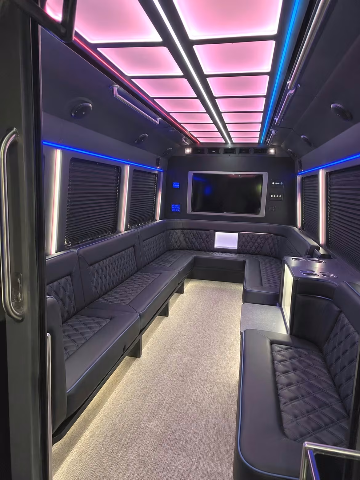 18 passenger party bus inside