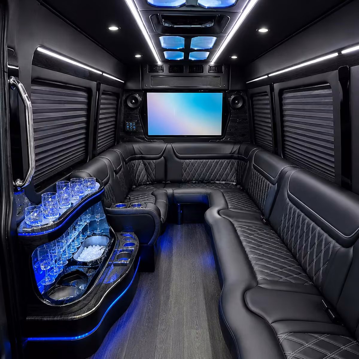 40 passenger party bus interior